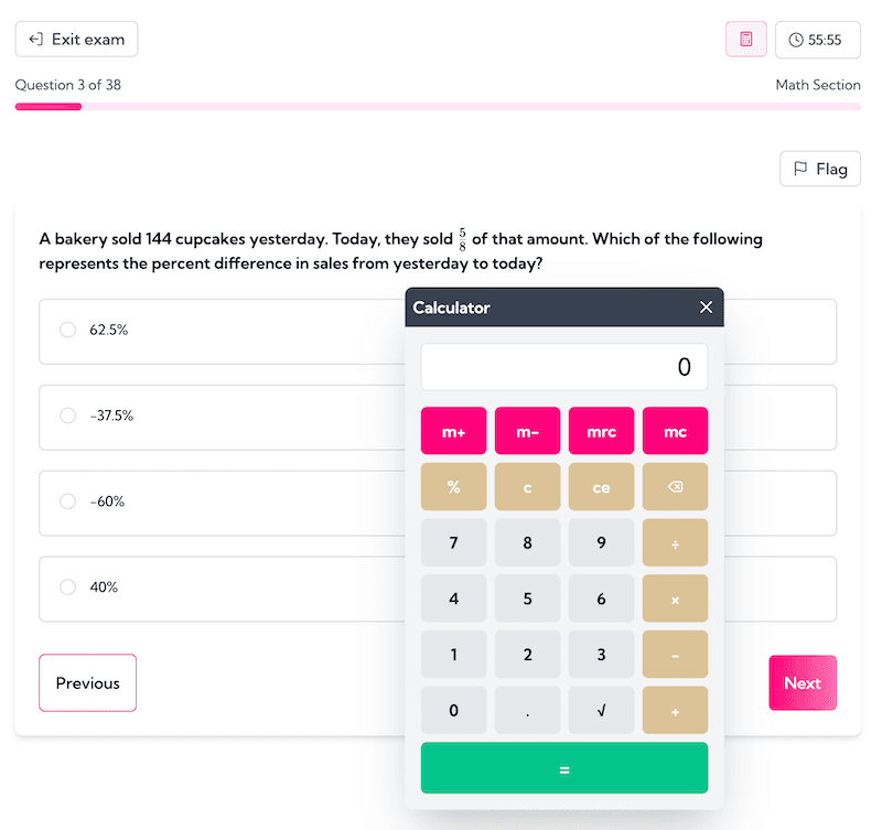 Practice Exam Interface